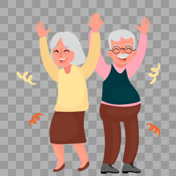 老年人欢乐的跳舞元素图片素材免费下载