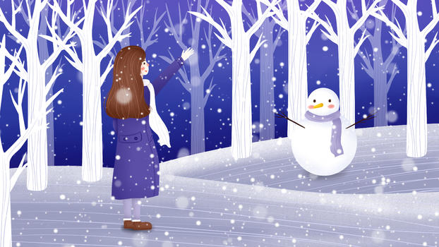 清新大雪小雪节气插画图片素材免费下载