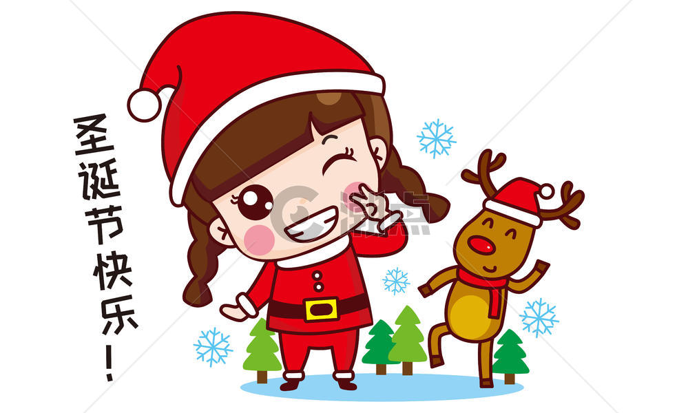 可大宝卡通形象圣诞节快乐配图图片素材免费下载