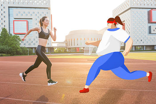胖女孩跑步减肥创意摄影插画图片素材免费下载