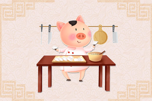 新年猪包饺子图片素材免费下载