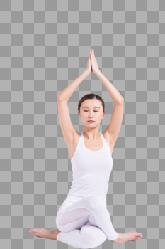 盘腿做瑜伽的女性图片素材免费下载