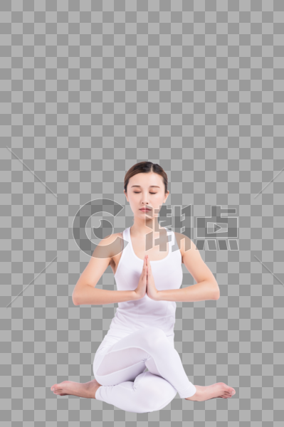 盘腿做瑜伽的女性图片素材免费下载