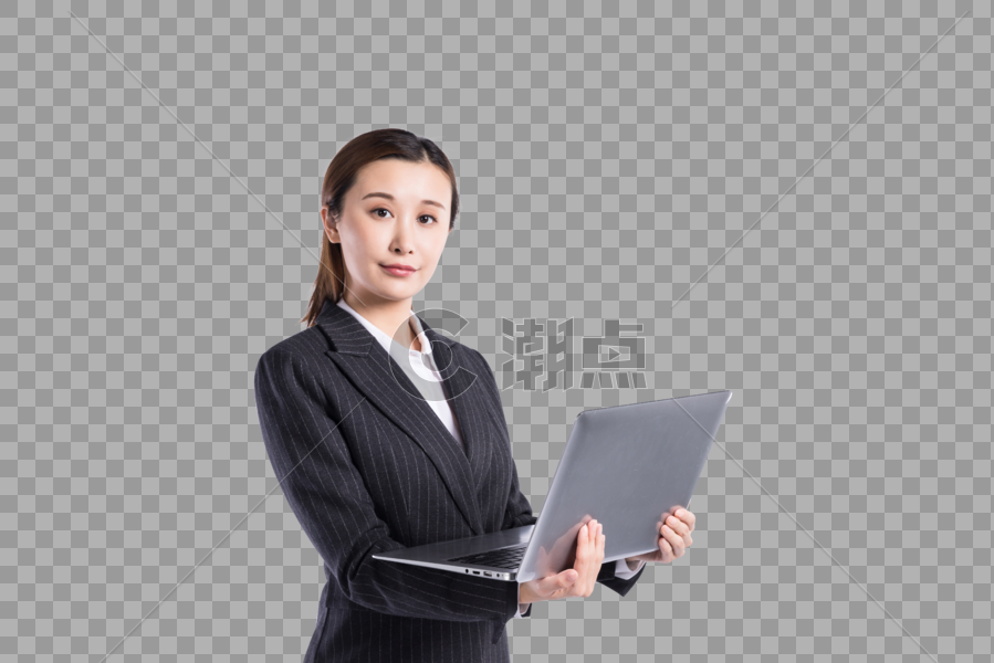 干练商务女性用手提电脑工作图片素材免费下载