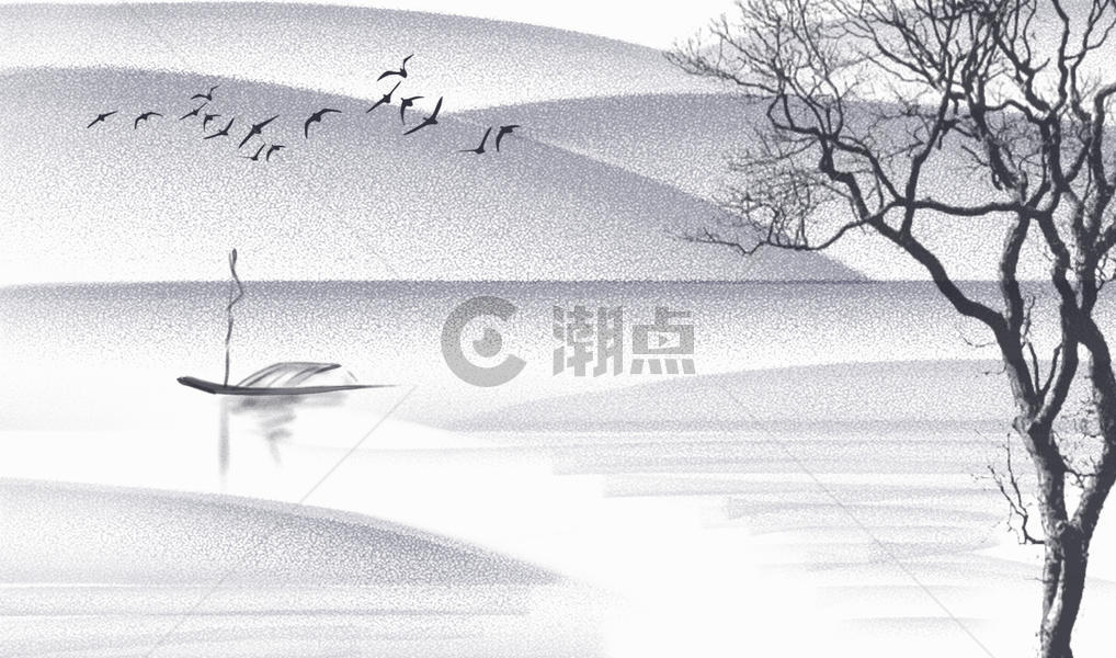 中国风水墨写意极简山水图片素材免费下载