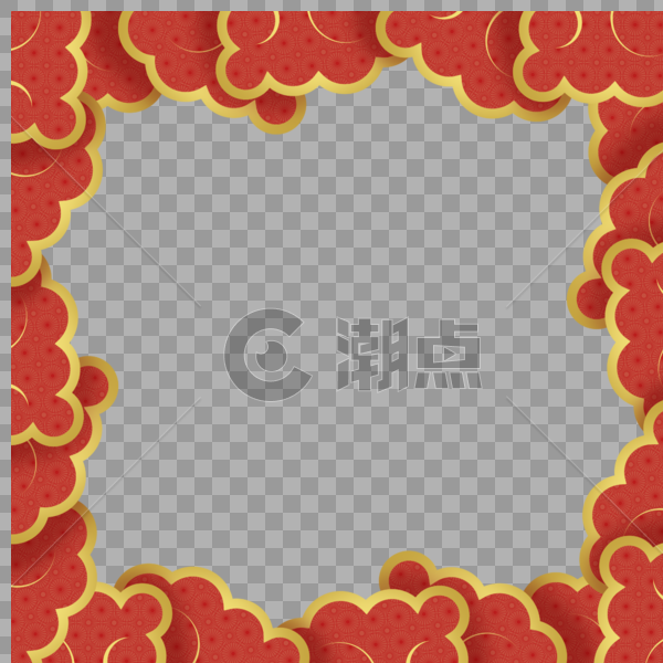 中国风云卷边框图片素材免费下载