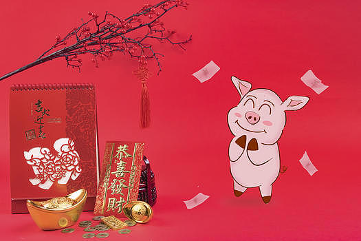 猪年红包创意摄影插画图片素材免费下载