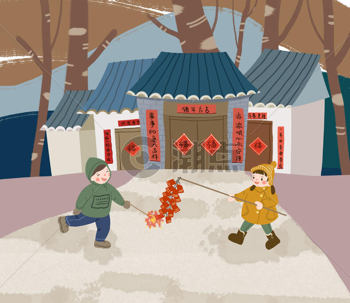 中国风春节放鞭炮图片素材免费下载