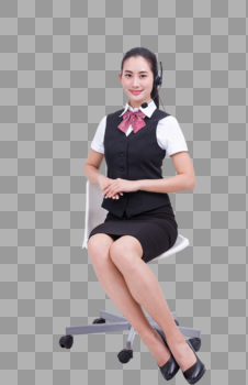 商务职业美女客服坐在椅子上图片素材免费下载