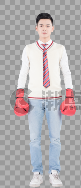 手带拳击手套的学生形象图片素材免费下载