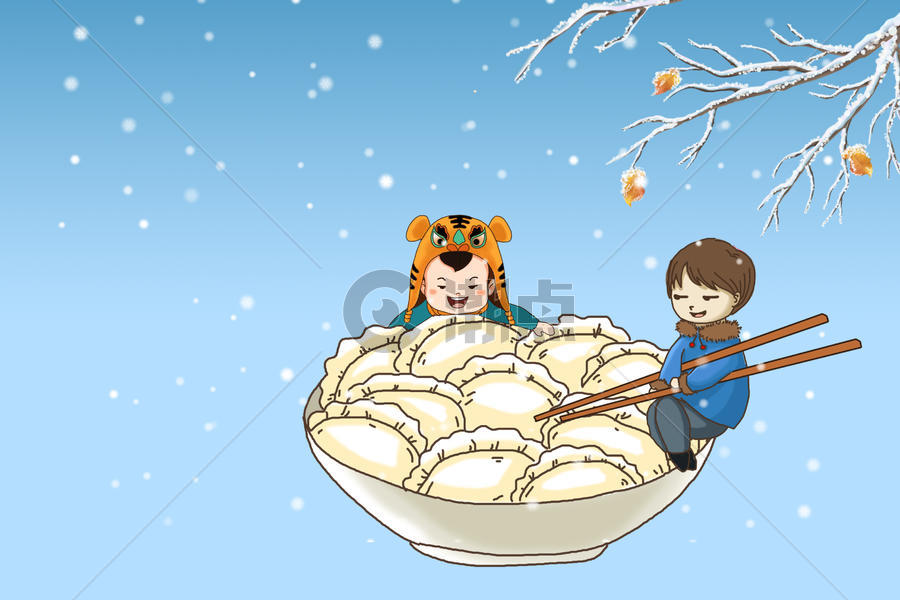 吃饺子插画图片素材免费下载