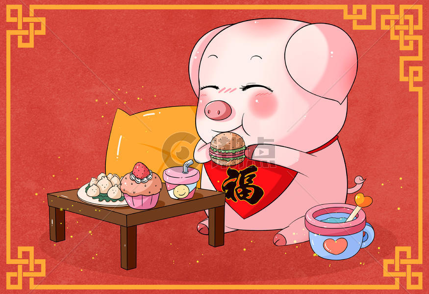 2019猪宝宝吃东西图片素材免费下载