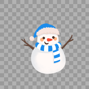 蓝色帽子雪人图片素材免费下载