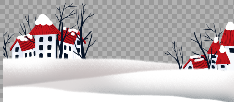 雪地里的红房子图片素材免费下载
