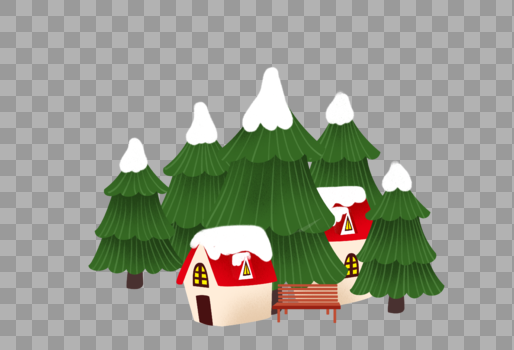 房子和圣诞树图片素材免费下载