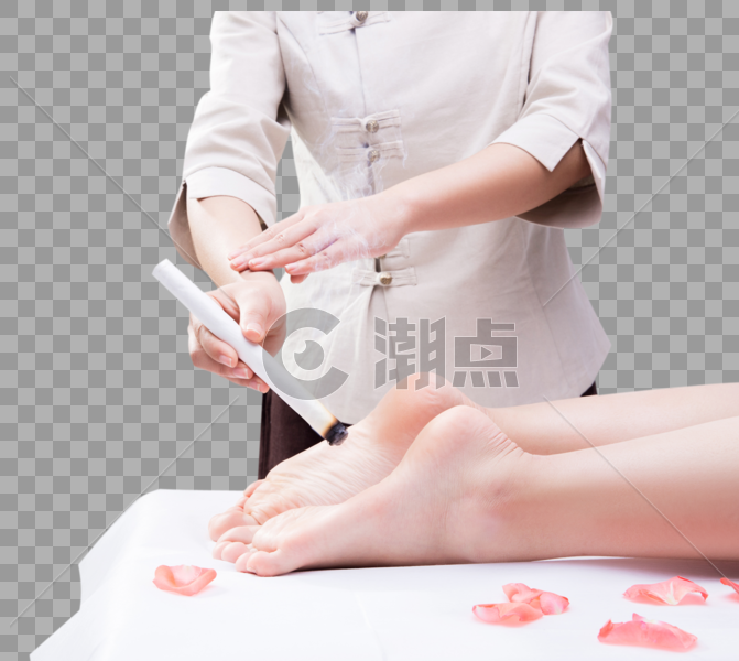 美容养生技师给腿部艾灸图片素材免费下载
