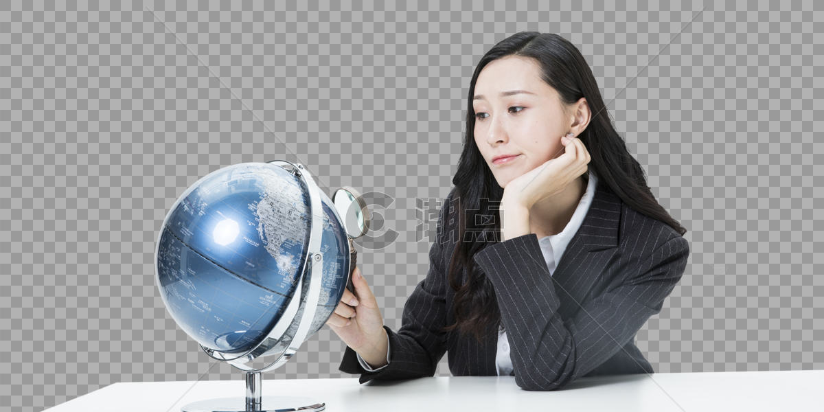 商务女性观察地球仪图片素材免费下载
