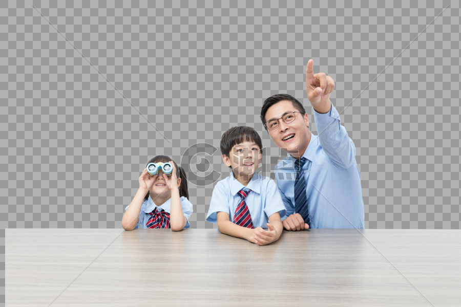 爸爸和孩子看向前方图片素材免费下载