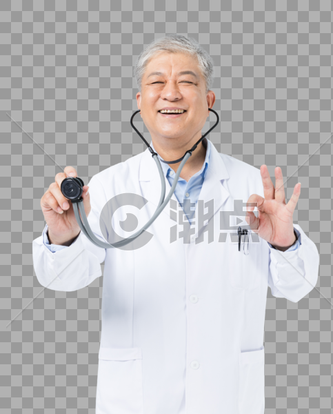 老年男性医生听诊器形象图片素材免费下载