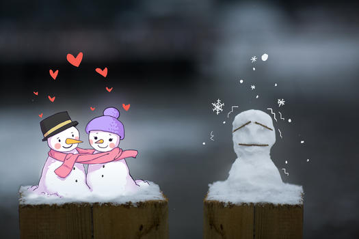 单身狗卡通雪人图片素材免费下载