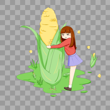 玉米和女孩图片素材免费下载