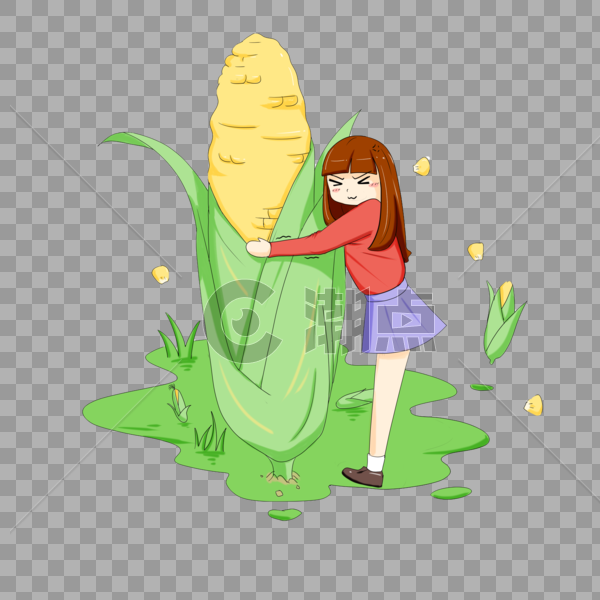 玉米和女孩图片素材免费下载