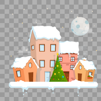 下雪的城市元素图片素材免费下载