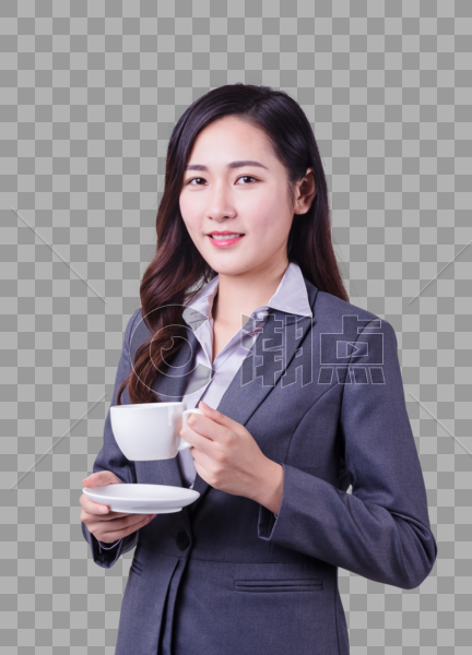 职业女性喝咖啡形象棚拍图片素材免费下载
