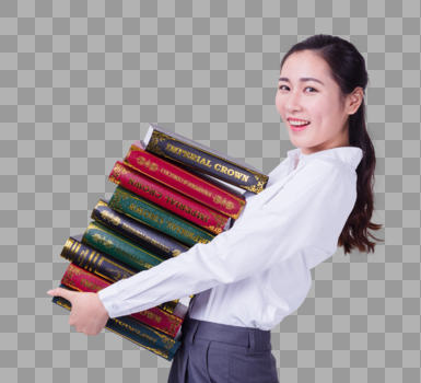 职业女性抱着书籍形象图片素材免费下载