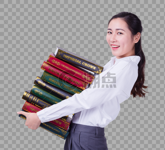 职业女性抱着书籍形象图片素材免费下载
