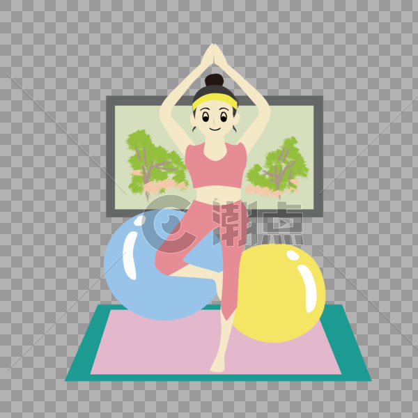 瑜伽练习单脚平衡女孩图片素材免费下载