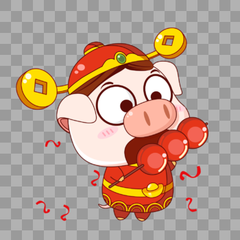 猪小福吃糖葫芦图片素材免费下载