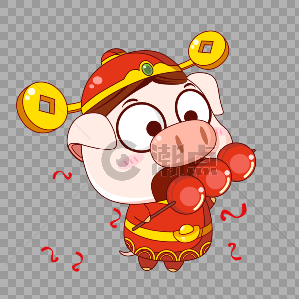 猪小福吃糖葫芦图片素材免费下载