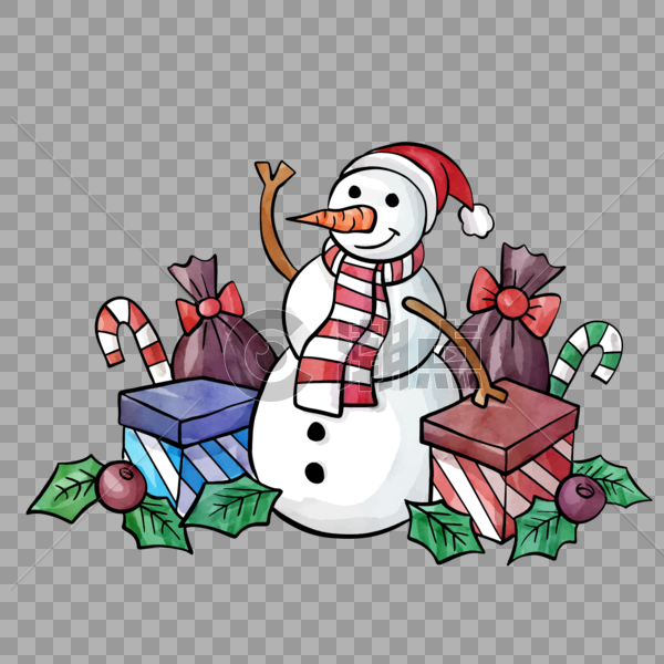 圣诞节雪人和礼物元素图片素材免费下载