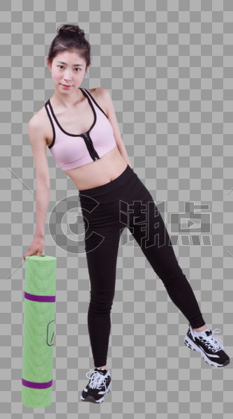 小清新运动美女拿瑜伽垫图片素材免费下载