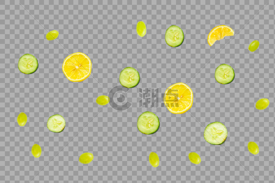 青提柠檬黄瓜片夏季新鲜水果静物图片素材免费下载