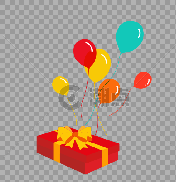 扁平礼盒气球元素图片素材免费下载