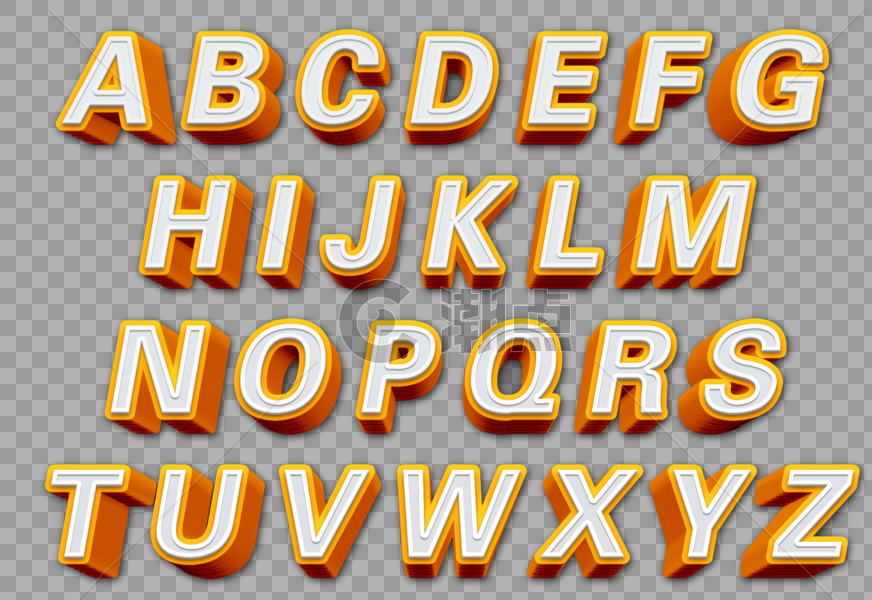 橙色立体字母图片素材免费下载