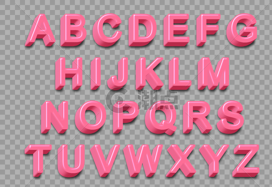 粉色立体英文字母图片素材免费下载