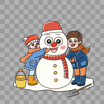 冬季堆雪人元素图片素材免费下载