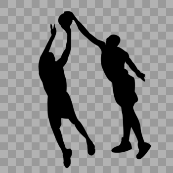 篮球防守姿势剪影图片素材免费下载