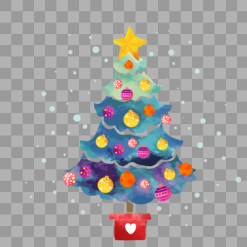 卡通水彩圣诞树元素图片素材免费下载