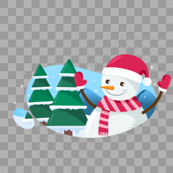 卡通可爱圣诞节里的雪人元素图片素材免费下载