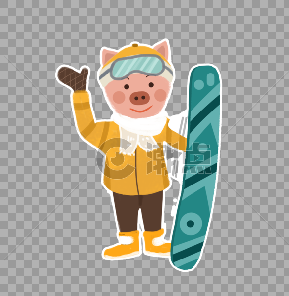 猪猪滑雪图片素材免费下载