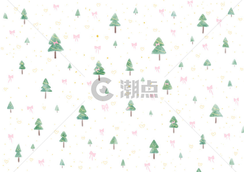 水彩圣诞树印花壁纸图片素材免费下载