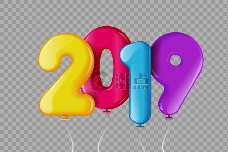 创意2019艺术字彩色气球图片素材免费下载