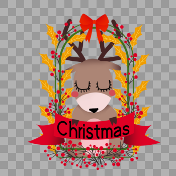 圣诞麋鹿花环边框图片素材免费下载