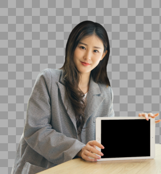 商务女性咖啡馆手持平板电脑图片素材免费下载