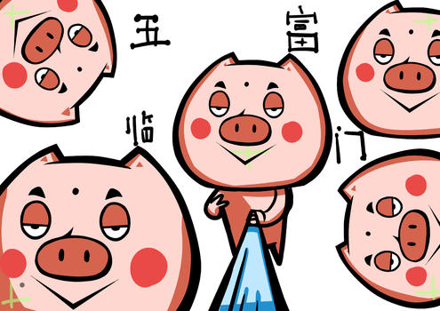 猪长富卡通形象图片素材免费下载