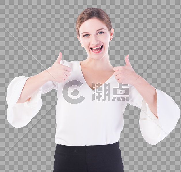 自信竖拇指的外国女性图片素材免费下载